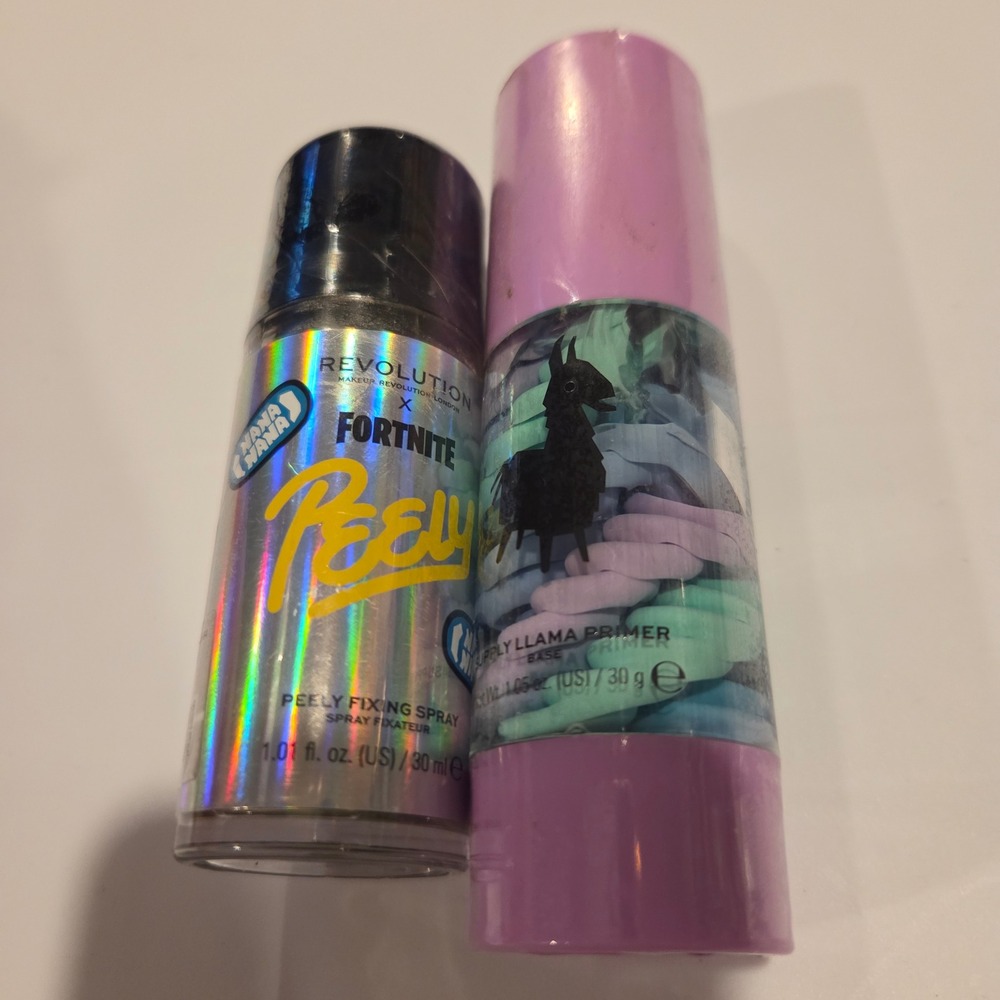 Makeup Revolution x Fortnite Peely Fixing Spray & Supply Llama Primer Set NEW